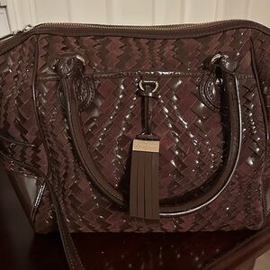 Cole Haan Dark Brown Woven Satchel